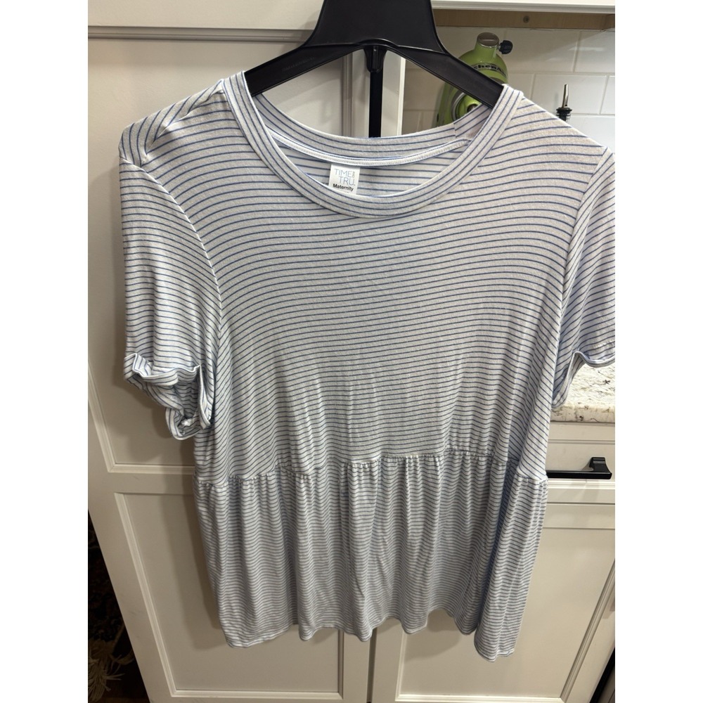 Time And True Women's 2X Maternity Striped Polyester Blend L/S Tunic Blouse